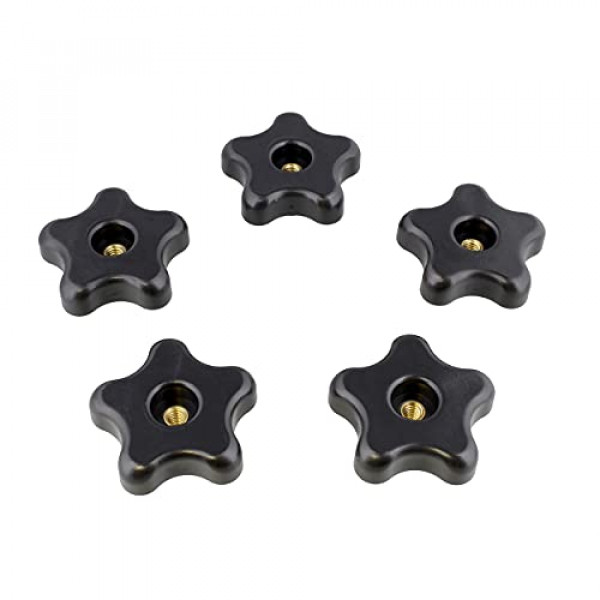 DCT 5 Star Knobs Paquete de 5 1 / 4in-20 Perilla roscada interna Perilla de sujeción Perillas de sujeción - Perilla en T Perillas de plástico, perillas roscadas