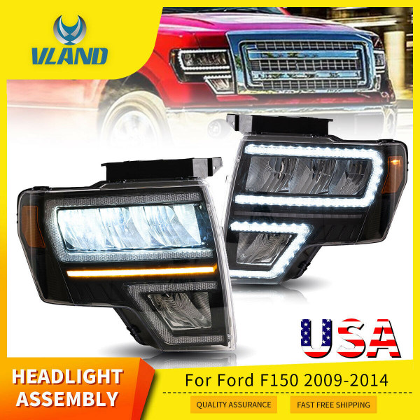 Faros delanteros LED completos VLAND para 2009-2014 Ford F150 Raptor proyector lámpara de tubo DRL