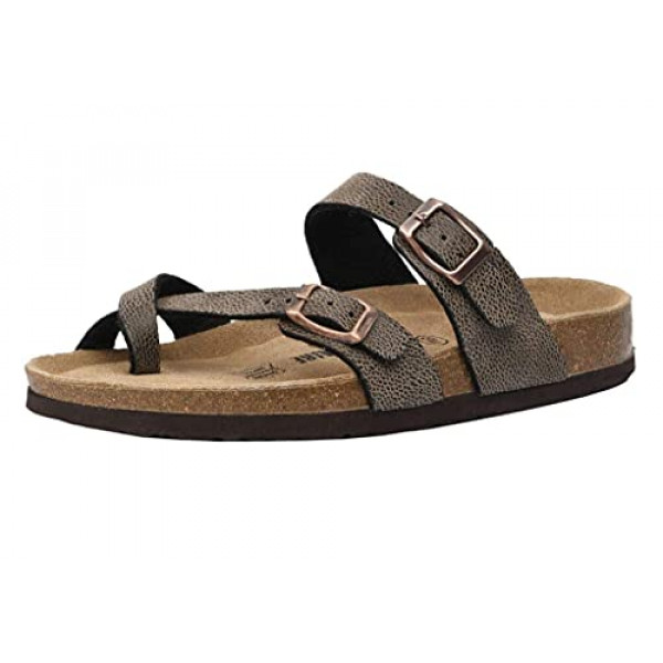 Sandalia Cushionaire Luna Cork para mujer con plantilla + Comfort, MARRÓN RUGGED 8