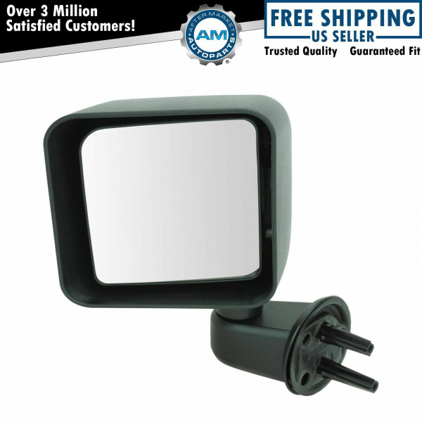 Espejo de puerta manual negro texturizado, lado izquierdo izquierdo del conductor para Jeep Wrangler 07-10