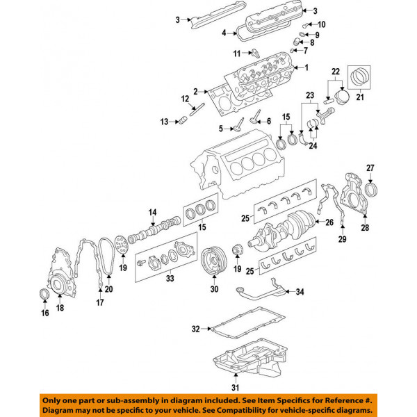 Cojinete principal del cigüeñal del motor OEM de GM 89017572