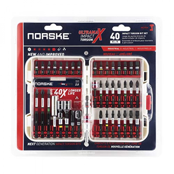 Norske Tools - Juego de 40 puntas de destornillador, torsión de impacto, puntas PH, puntas SQ, puntas Torx, collar flotante magnético PH y SQ, adaptadores de enchufe, tuercas y soporte magnético para puntas