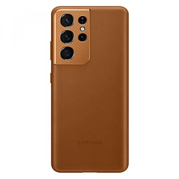 Funda trasera de cuero oficial para Samsung Galaxy S21 Ultra (Marrón, S21 Ultra)