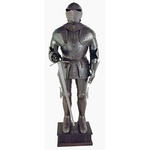 NauticalMart Black Knight Suit of Armor tamaño completo envejecido acabado envejecido Armor