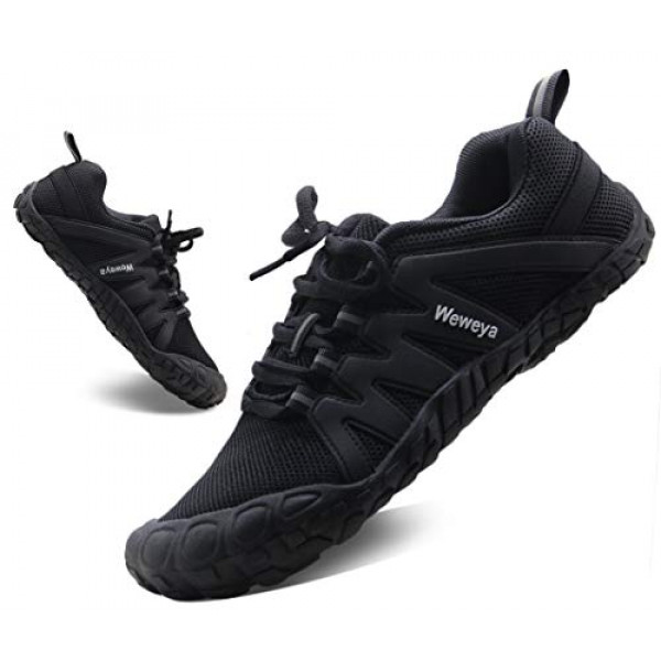 Zapatillas de correr minimalistas para mujer Zapatos descalzos Transpirable Ligero Caja de punta ancha Cinco dedos Zapatillas Runner Trekking Camping Negro EE. UU. Tamaño 6 6.5
