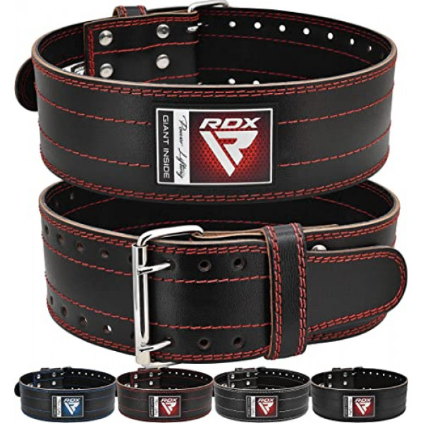RDX Cinturón para levantamiento de pesas Powerlifting, 6 mm de grosor 100 % cuero, respaldo de 4 in, 12 orificios ajustables, peso muerto en cuclillas de hasta 700 lbs. Culturismo Entrenamiento de fuerza Ejercicio Fitness Gimnasio Entrenamiento, Hombres M