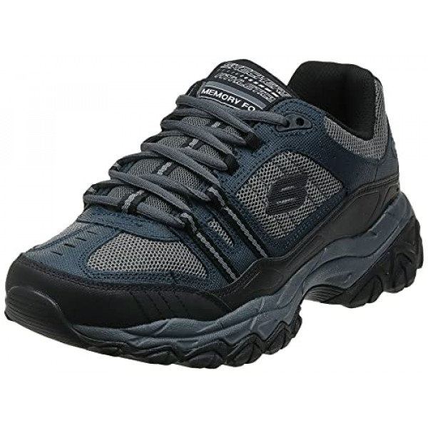 Skechers Sport Afterburn Strike Memory Foam - Zapatillas con cordones para hombre, azul marino/gris, 9.5 4E US