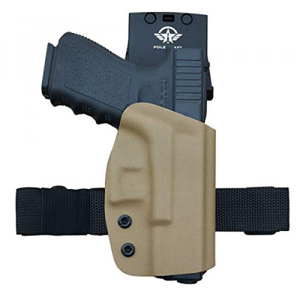 Glock 19 Holster, Kydex OWB Holster para Glock 19 19x / Glock 23 25 32 / Glock 17 22 31 / Glock 26 27 30s 45 (Gen 3 4 5) Estuche para pistola Cintura Transporte exterior Clip para cinturón de 1.5-2 pulgadas (bronceado, mano derecha)