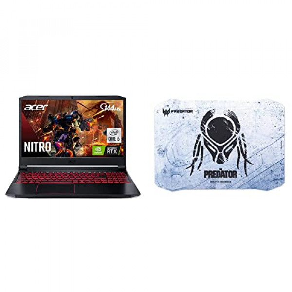 Portátil para juegos Acer Nitro 5 AN515-55-53E5 | IntelCore i5-10300H | NVIDIA GeForce RTX 3050 | Pantalla IPS FHD de 144 Hz de 15,6 | DDR4 de 8 GB | SSD de 256 GB con alfombrilla de ratón Predator - El Predator de Fox, Regular