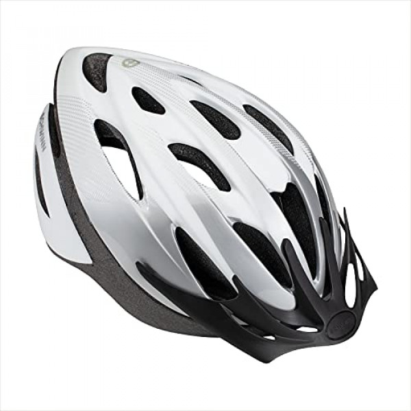 Schwinn Thrasher Casco de bicicleta, diseño ligero de microcarcasa, adulto, blanco/plata