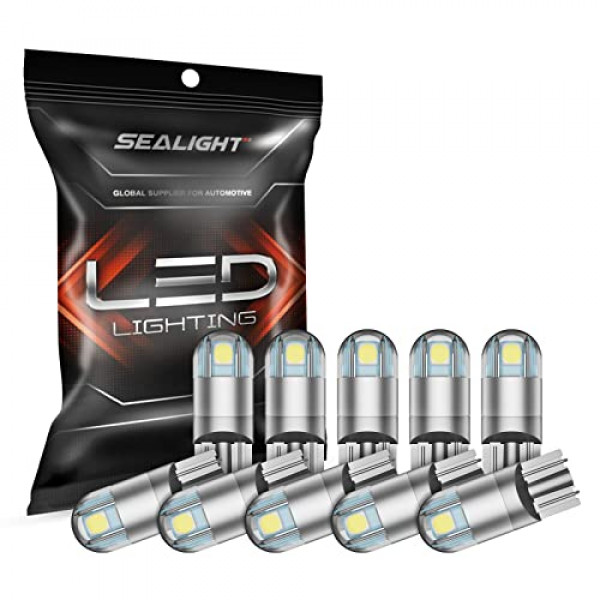 SEALIGHT 194 Bombillas LED 6000K Blanco, 168 2825 T10 W5W 3030 Chips LED brillantes, luz de techo, luz de mapa, luz de puerta, luz de cortesía, luz de matrícula, paquete de 10