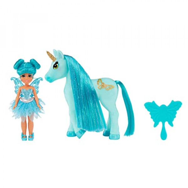 MGA's Dream Bella Color Change Surprise Little Fairies 5.5 Doll and Little Unicorn 2 Pack- DreamBella and Sea Glass, Teal Fairy and Unicorn, gran regalo, juguete para niños a partir de 3, 4, 5 años