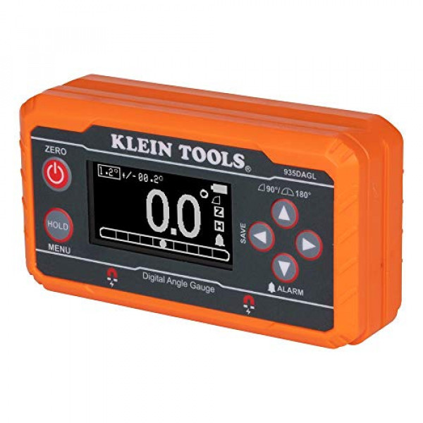 Buscador de ángulo de nivel digital Klein Tools 935DAGL con ángulos programables, medidas de 0 a 90 y de 0 a 180 grados o rangos de ojo de buey de doble eje