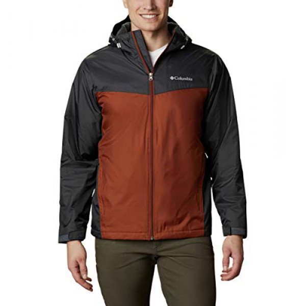 Columbia Glennaker - Chaqueta con forro de sherpa sintética para hombre, tiburón/ámbar oscuro, talla mediana