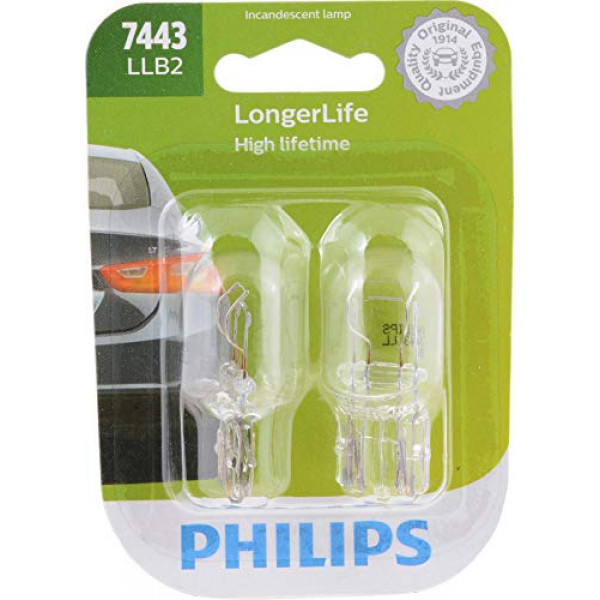 Philips Automotive Lighting 7443 LongerLife - Bombilla en miniatura, paquete de 2, 7443LLB2