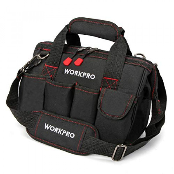 Workpro - Bolsa de herramientas de almacenamiento de boca ancha con parte superior cerrada de 12 pulgadas, W081020A