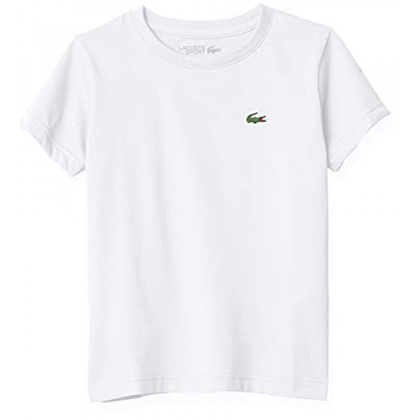 Lacoste Boys' Sport Camiseta de manga corta con cuello redondo Ultra Dry Classic T-shirt para niños, blanco, 4T US