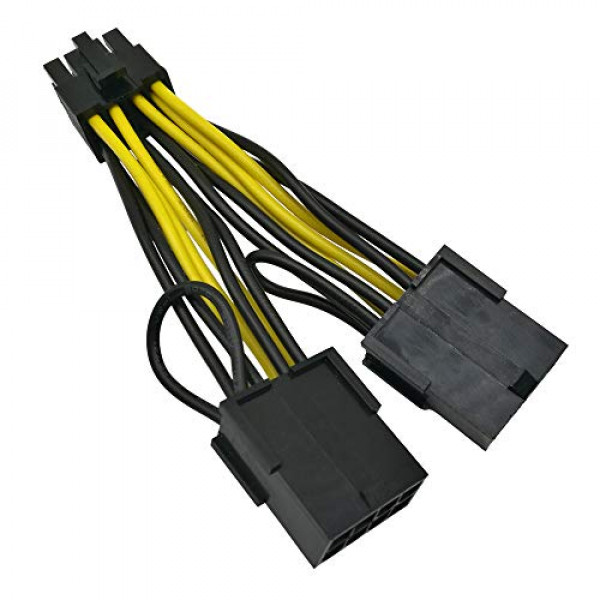 COMeap (paquete de 2) Tarjeta gráfica NVIDIA Cable de alimentación 030-0571-000 CPU 8 pines macho a doble PCIe 8 pines hembra adaptador para Tesla K80/M40/M60/P40/P100 4 pulgadas (10 cm)