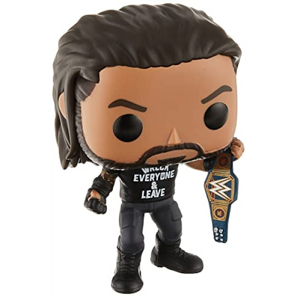 Funko POP WWE: Roman Reigns with Title, Wreck Everyone and Leave, figura de vinilo exclusiva de Amazon, multicolor, (57309)