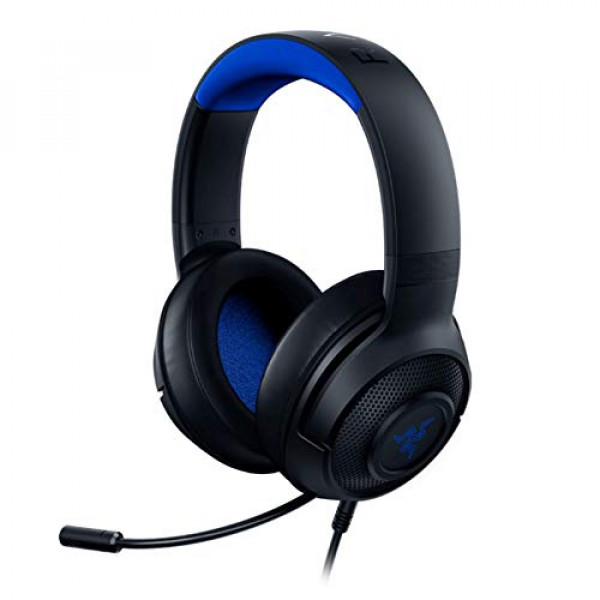 Auriculares ultraligeros para juegos Razer Kraken X: Sonido envolvente 7.1 - Marco de aluminio ligero - Micrófono cardioide flexible - para PC, PS4, PS5, Switch, Xbox One, Xbox Series X|S, Móvil - Negro/Azul