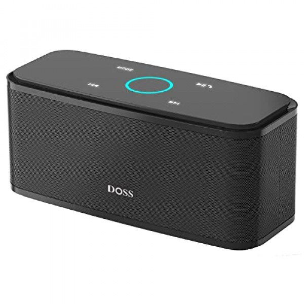 Altavoz Bluetooth, DOSS SoundBox Touch Altavoz Bluetooth inalámbrico portátil con sonido y graves HD de 12 W, resistente al agua IPX5, tiempo de reproducción de 20 horas, control táctil, manos libres, altavoz para el hogar, al aire libre, viajes, color ne