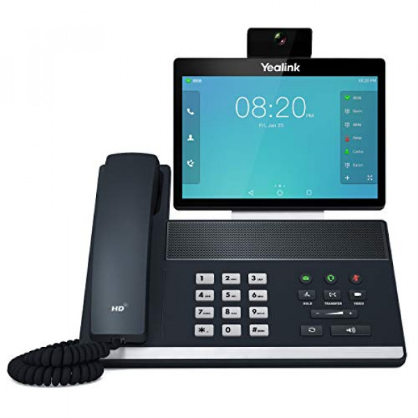 Yealink VP59 Smart Video Teléfono IP, 16 Cuentas VoIP. Pantalla táctil a color ajustable de 8 pulgadas. Doble USB 2.0, 802.11ac Wi-Fi, puerto doble Gigabit Ethernet, 802.3af PoE, adaptador de corriente no incluido (SIP-VP59)