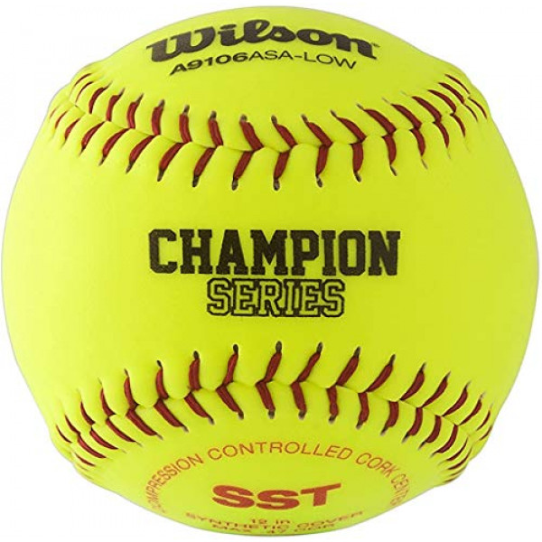 WILSON Sporting Goods A9106 ASA Series Softball (paquete de 12), 12 pulgadas, amarillo óptico (WTA9106BASA-LOW)