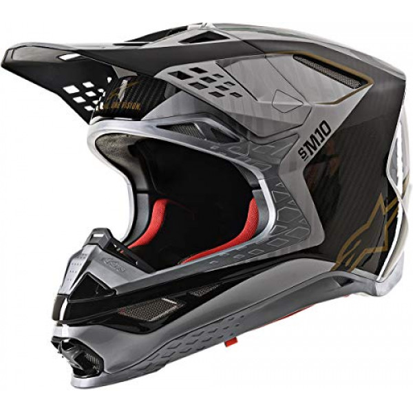 Alpinestars 8301720-1909-XS Casco de aleación S.Tech S-M10 unisex para adultos plateado/negro/carbono/dorado Xs (Multi, talla única)