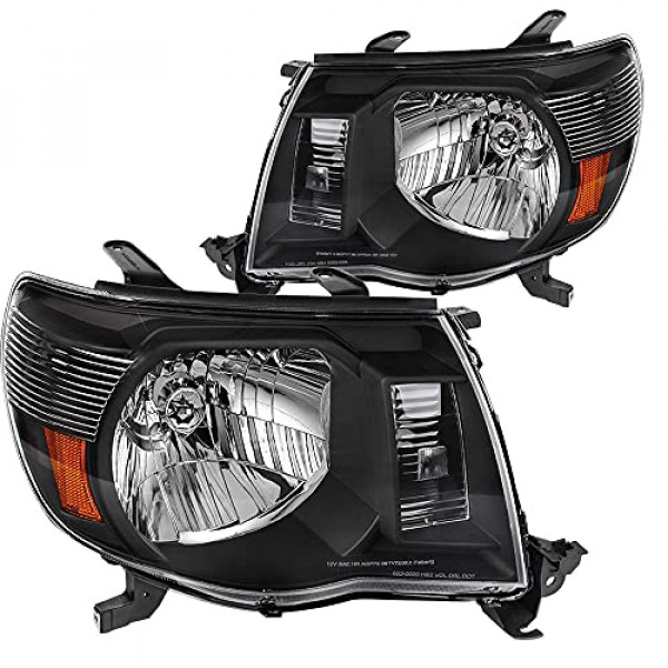 SOCKIR Conjunto de faros delanteros compatible con Toyota Tacoma 2005-2011 del lado del pasajero y del conductor (negro)