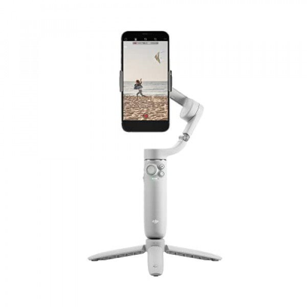 Estabilizador de cardán para teléfono inteligente DJI OM 5, cardán de teléfono de 3 ejes, barra de extensión incorporada, portátil y plegable, cardán para Android y iPhone con guías de tiro, estabilizador de vlogging, video YouTube TikTok, gris