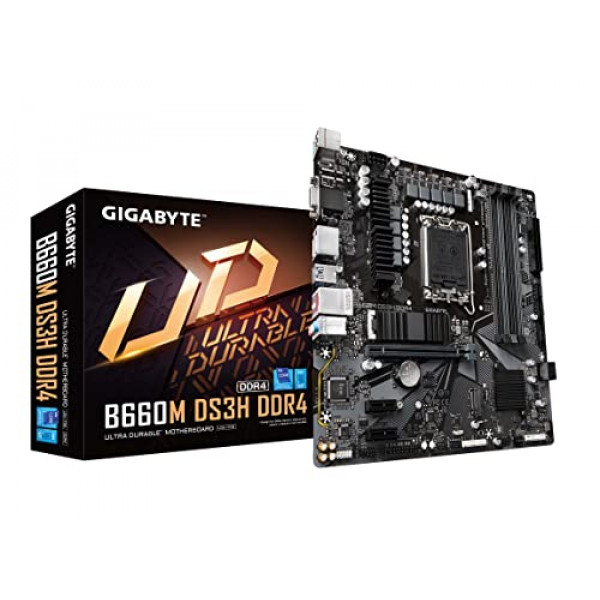 GIGABYTE B660M DS3H DDR4 (B660/ Intel/LGA 1700/ Micro-ATX/ DDR4/ Dual M.2/ PCIe 4.0/ USB 3.2 Gen2 Type-C/ 2.5GbE LAN/placa base)