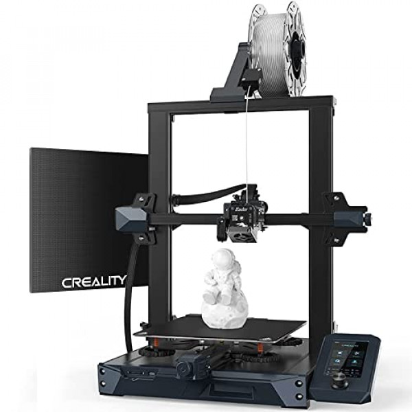 Impresora 3D CREALITY Ender 3 S1 (Ender 3 V2 actualizado) con extrusora de accionamiento directo de doble engranaje Sprite CR Touch Nivelación automática de cama Sensor de filamento de placa silenciosa Cama de vidrio extra de alta precisión 8.6x8.6x10.6 p