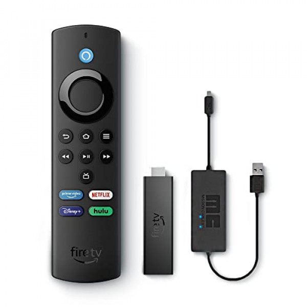 Paquete Fire TV Stick Lite Essentials con cable de alimentación USB