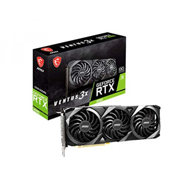 MSI Gaming GeForce RTX 3060 12GB 15 Gbps GDRR6 192-Bit HDMI/DP PCIe 4 Torx Triple Fan Ampere OC Tarjeta gráfica (RTX 3060 Ventus 3X 12G OC)