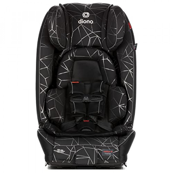 Diono Radian 3RXT Luxe Asiento de automóvil convertible todo en uno, 4 en 1 orientado hacia atrás y hacia adelante, 10 años de uso, bebé, bebé, niño pequeño a asiento elevado. Slimfit 3 Across, Negro Platino