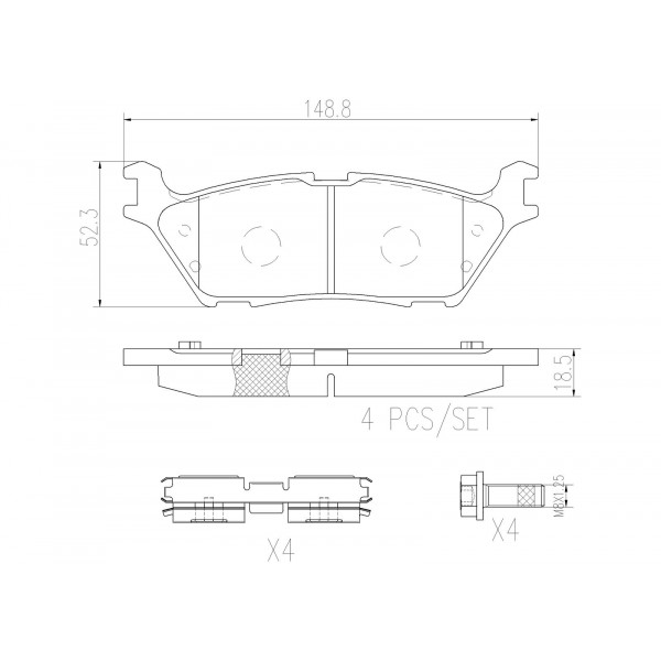 Juego de pastillas de freno ranuradas de cerámica Brembo Premium NAO traseras para Ford F-150 2015-2017