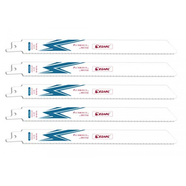 Hoja de sierra alternante EZARC Hojas de sierra de sable de cobalto bimetálicas para corte de metal 9 pulgadas 14TPI R922PM (paquete de 5)