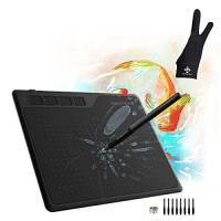 GAOMON S620 Pen Tablet y guantes de 2 dedos: tableta de dibujo gráfico para dibujo digital/animación 3D 2D/firma de anotaciones/tutoría en línea
