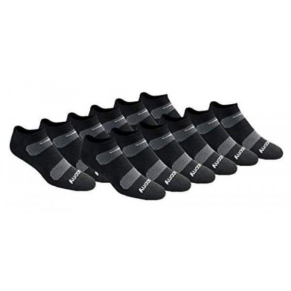 Saucony - Calcetines invisibles para hombre, paquete múltiple, malla, ventilación, ajuste cómodo, negro (12 pares), talla de zapato: 8-12