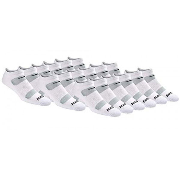 Saucony - Calcetines invisibles para hombre, paquete múltiple, malla, ventilación, ajuste cómodo, blanco (18 pares), talla de zapato: 8-12