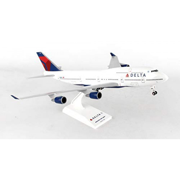 Daron Skymarks Delta 747-400 Kit de construcción de modelo de avión con engranaje, escala 1/200, color blanco