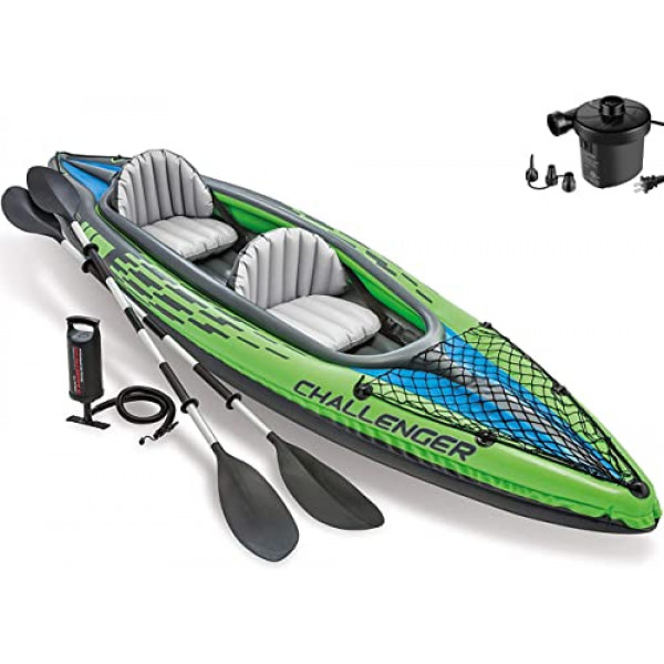 Conjunto inflable de kayak Challenger con bomba eléctrica