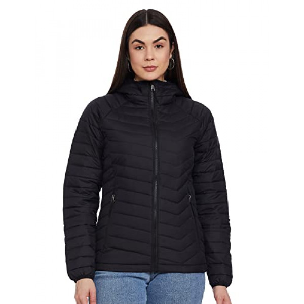 Chaqueta con capucha Columbia Powder Lite para mujer, negro, grande