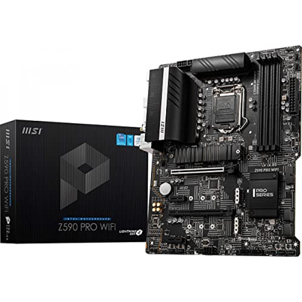 MSI Z590 PRO WiFi ProSeries Motherboard (ATX, 11th/10th Gen Intel Core, LGA 1200 Socket, DDR4, PCIe 4, M.2 Slots, USB 3.2 Gen 2, 2.5G LAN, DP/HDMI, Wi-Fi 6E) (Renovado) )