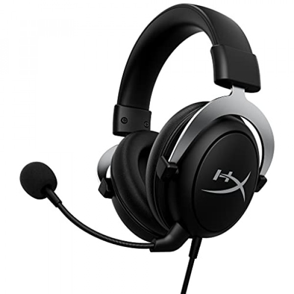 HyperX CloudX, auriculares para juegos con licencia oficial de Xbox, compatibles con Xbox One y Xbox Series X|S, almohadillas de espuma viscoelástica, micrófono desmontable con cancelación de ruido, controles de audio en línea, plateado
