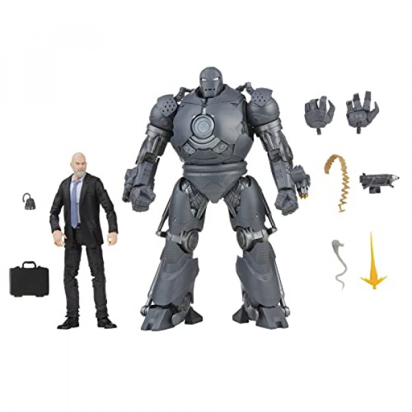 Marvel Hasbro Legends Series - Figura de acción a escala de 6 pulgadas, paquete de 2 personajes de Obadiah Stane y Iron Monger Infinity Saga, diseño premium, 2 figuras y 8 accesorios