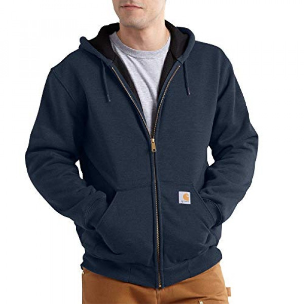 Carhartt Men's Rain Defender Rutland Thermal Lined Hooded Zip Front Sudadera 100632,New Navy,Small