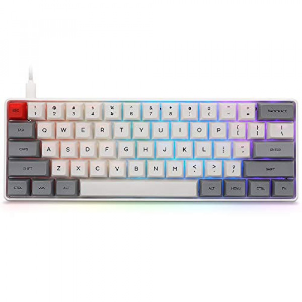 YUNZII SK61 Teclado mecánico gris para juegos Hotswap con interruptor óptico, RGB, teclado personalizado programable (interruptor rojo Gateron, 61 teclas grises)