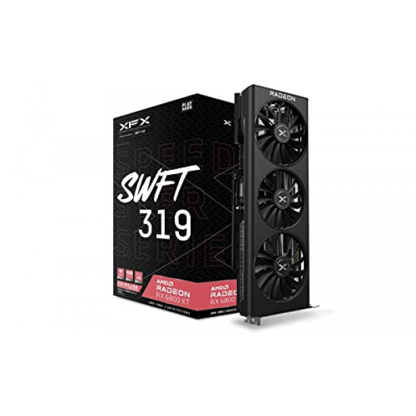 Tarjeta gráfica para juegos XFX Speedster SWFT 319 AMD Radeon RX 6800 XT CORE con 16GB GDDR6 HDMI 3xDP, AMD RDNA 2 RX-68XTAQFD9