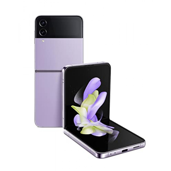 Teléfono celular SAMSUNG Galaxy Z Flip 4, teléfono inteligente Android desbloqueado de fábrica, 128 GB, modo flexible, cámara manos libres, compacto, diseño plegable, pantalla de cubierta informativa, versión de EE. UU., Bora Purple